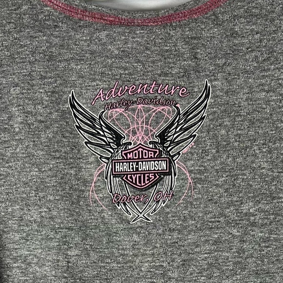 Harley Davidson Heathered Gray Adventure Dover Ohio Baby Tee Large - Picture 5 of 5